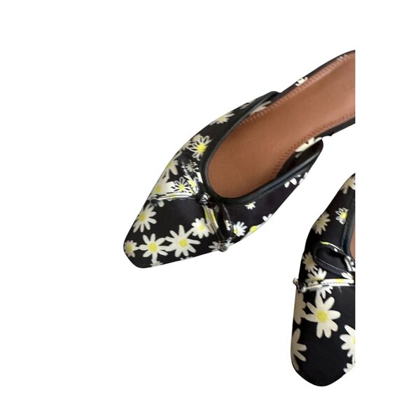 ASOS Women's Black White Daisy Print Mules Flats Size UK 4 / US 6 - Picture 8 of 9